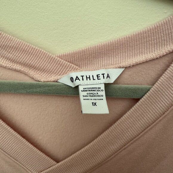 Athleta Coaster Luxe V Neck Sweatshirt, Ballet Pink - Picture 3 of 6